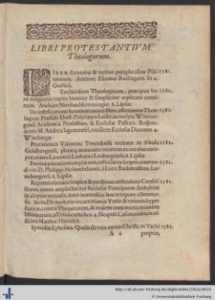 Libri Protestantivm Theologorum.