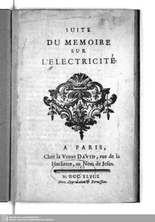 Suite du Mémoire sur l'électricité