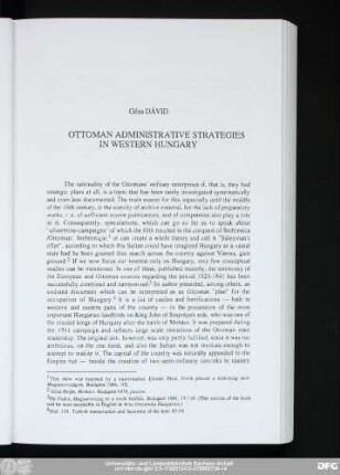 Géza Dávid Ottoman Administrative Strategies In Western Hungary