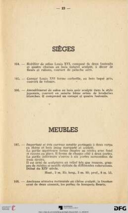 Meubles (Nr. 107-130)