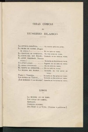 Obras cómicas de Eusebio Blasco
