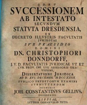 Successionem ab intestato secundum statuta Dresdensia