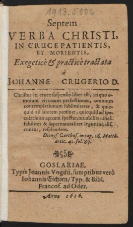 Septem Verba Christi, In Cruce Patientis, Et Morientis