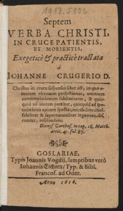 Septem Verba Christi, In Cruce Patientis, Et Morientis