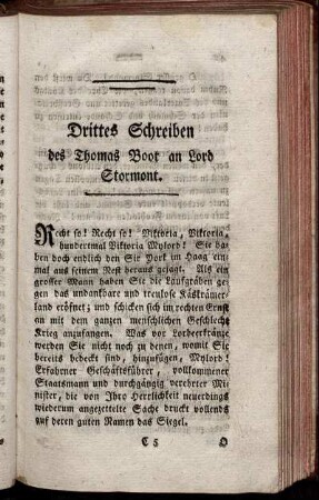 Drittes Schreiben des Thomas Boot an Lord Stormont.