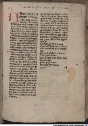 [Postilla Guillerini super Epistolas et Euangelia de Tempore et Sanctis et p[ro] Defunctis]