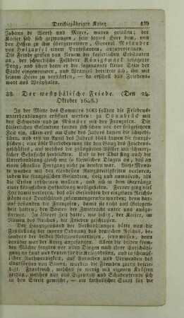 38. Der westphälische Friede. (Den 24. Oktober 1648.)