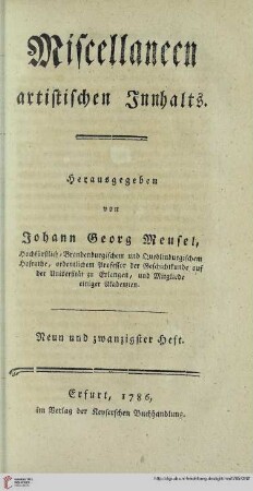 Neun und zwanzigster Heft