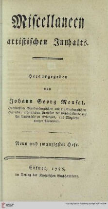 Neun und zwanzigster Heft