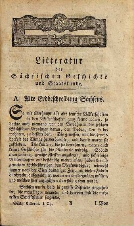 Versuch einer Litteratur der sächsischen Geschichte und Staatskunde, 1. Litteratur der Topographie