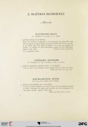 A. Maitres modernes (Nr. 1-71)