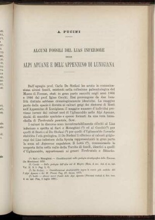 Alcuni Fossili Del Lias Inferiore Delle Alpi Apuane E Dell' Appennino Di Lunigiana