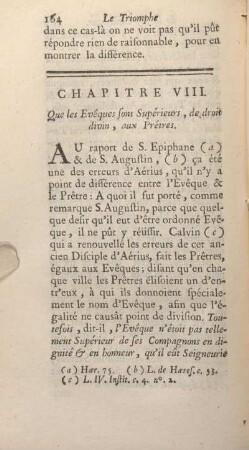 Chapitre VIII. Que les Eveques sont Supérieurs, de droit divin, aux Prétres.