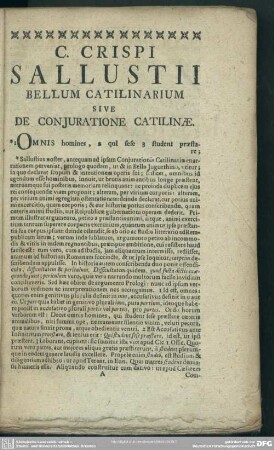 C. Crispi Sallustii Bellum Catilinarium Sive De Coniuratione Catilinae