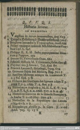 Historiae litterar.