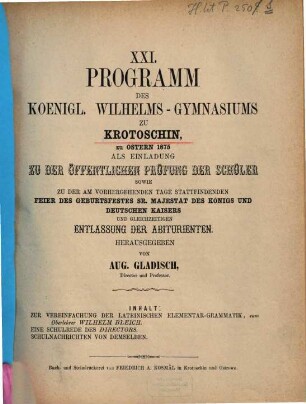 Programm des Königlichen Wilhelms-Gymnasiums zu Krotoschin : zu Ostern ..., 1874/75 (1875) = 21