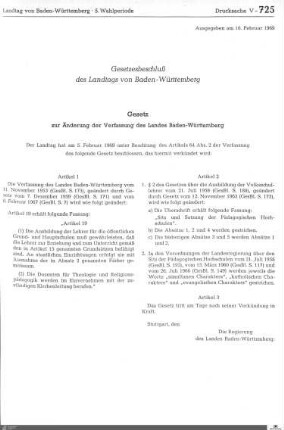 Gesetz zur Verfassungsänderung (Lehrerausbildung)