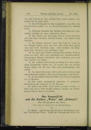 Das Sonnenlicht und die Farben "Weiss" und "Schwarz"