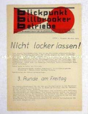 Extrablatt Zeitung der DKP für die Metallbetriebe in Hamburg-Billbrook zum Kampf um Lohnerhöhungen