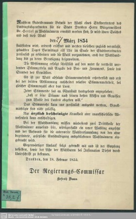 1854: Liste der zu städtischen Abgeordneten Wählbaren