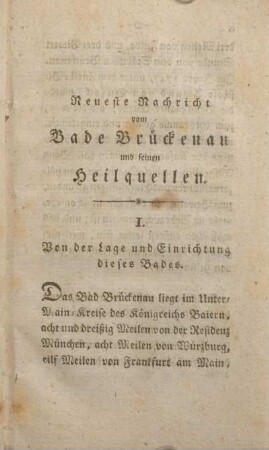 Neueste Nachricht vom Bade Brückenau und seinen Heilquellen.