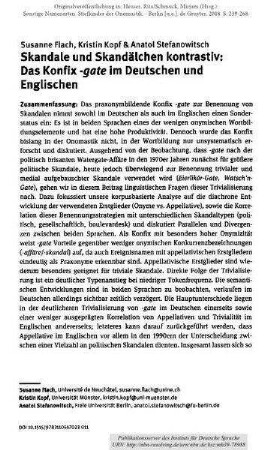 Skandale und Skandälchen kontrastiv: Das Konfix -gate im Deutschen und Englischen