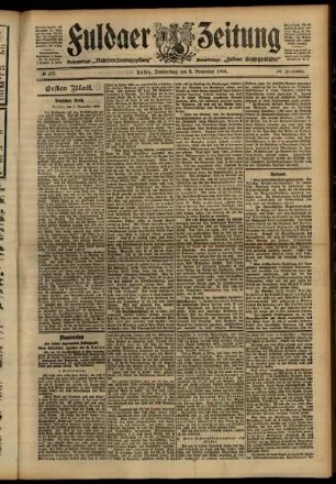 Erste Ausgabe vom Donnerstag, den 08. November 1906.