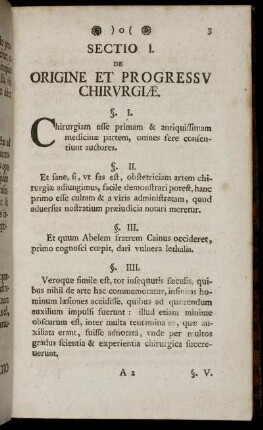 Sectio. I. De Origine Et Progressu Chirurgiæ.