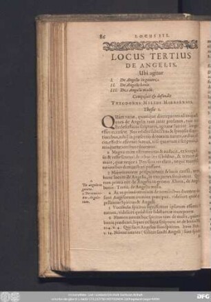 Locus Tertius De Angelis. ... Composuit & defendit Theodorus Mylius Moersensis.