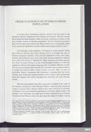 Greek Statistics On Ottoman Greek Population