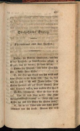 Dreizehnter Dialog. Ehrentraut und der Förster.