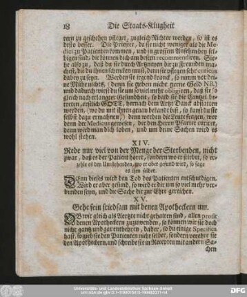 XV. Gehe fein friedsam mit denen Apothecken um.
