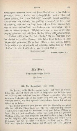 423-441 Molière : biographisch-kritische Studie : Fortsetzung