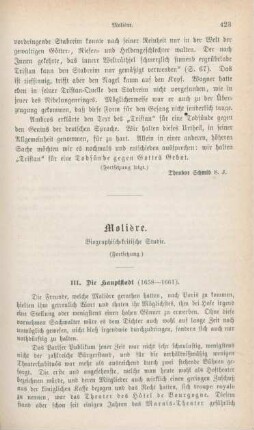 423-441 Molière : biographisch-kritische Studie : Fortsetzung