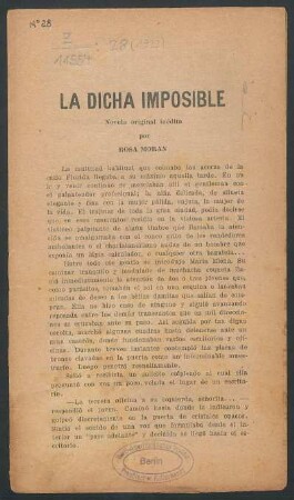1922000128: La dicha imposible : novela original inédita