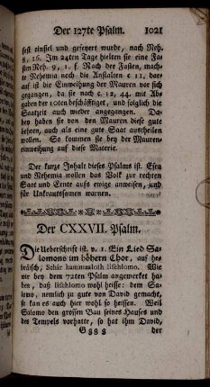 Der CXXVII. Psalm.