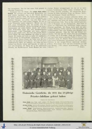 Elsässische Geistliche, die 1931 das 25-jährige Priester-Jubiläum gefeiert haben.