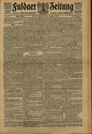 Erste Ausgabe vom Samstag, den 24. Dezember 1910.