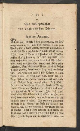 V. Aus dem Paläphat von unglaublichen Dingen