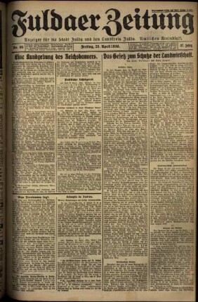 Ausgabe vom Freitag, den 25. April 1930.