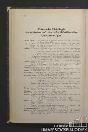 Klassische Philologie. Griechische und römische Schriftsteller. Uebersetzugen
