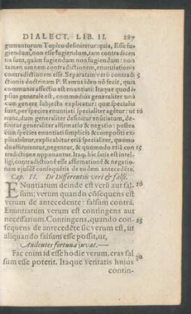 Cap. II. De Differentiis veri et falsi.
