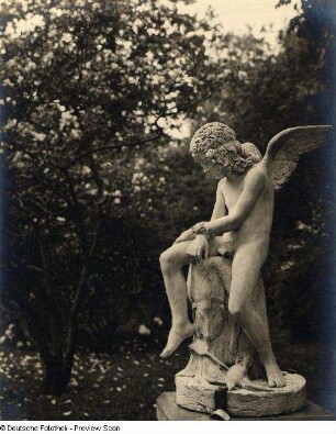 Gefesselter Amor mit Vlies und pfeildurchbohrtem Vogel