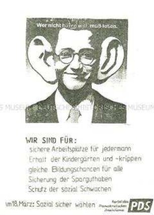 Flugblatt der PDS zur Volkskammerwahl der DDR am 18. März 1990