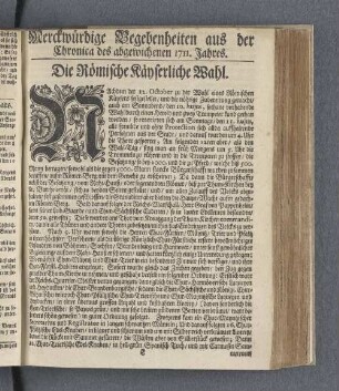 Merckwürdige Begebenheiten aus der Chronica des abgewichenen 1711. Jahres.