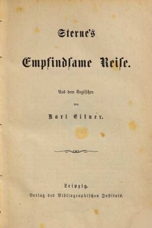 Sterne's Empfindsame Reise
