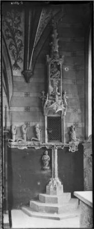 Adelsheim Jakobskirche Chor-Westwand- Sakramentsnische (1494), Ausschnitt: Stifterfamilie von Adelsheim