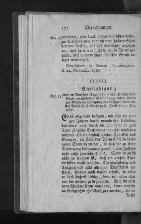 CCXVIII. Ankündigung
