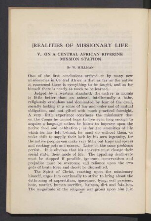 Realities of missionary life V. on A central African riverine mission station