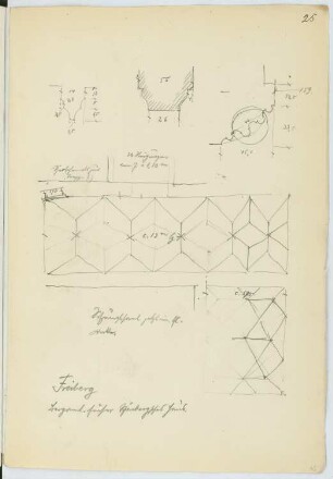 Bergamt, Freiberg: Ansicht Gewölbe, Details (aus: Skizzen- und Fotoalbum 17)